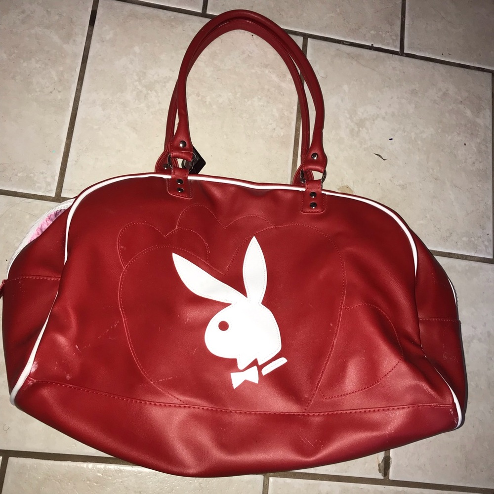 vintage red playboy bowling weekend bag